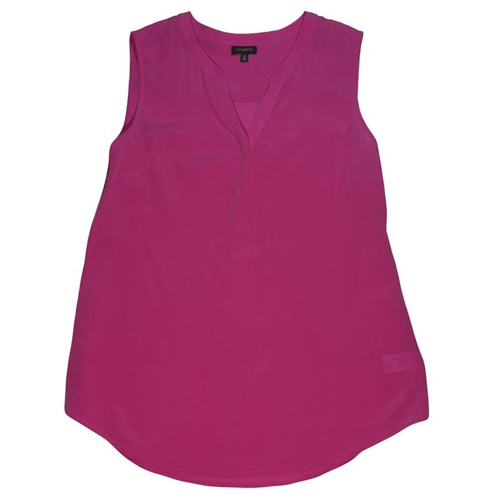 Talbots NWOT Women's Cutaway Shell Split Neck Blouse Tank Top Size 10 Silk Pink